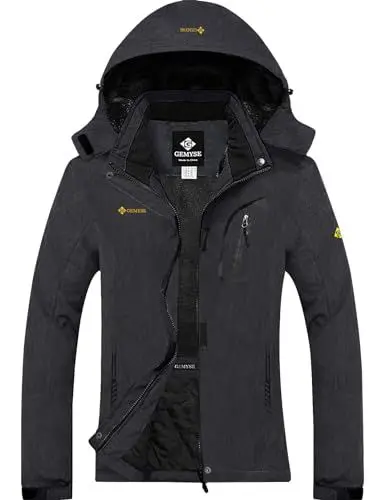 Produktbild: GEMYSE wasserdichte Berg-Skijacke für Frauen Winddichte Fleece Outdoor-Winterjacke mit Kapuze (Graphitgrau,XL)