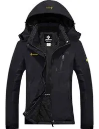 Produktbild: GEMYSE wasserdichte Berg-Skijacke für Frauen Winddichte Fleece Outdoor-Winterjacke mit Kapuze (Schwarz,M)