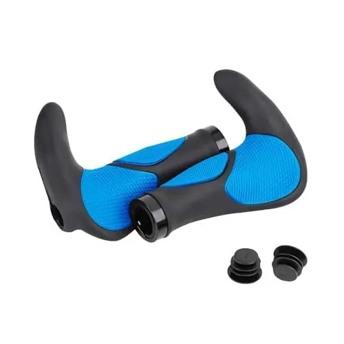 Produktbild: GENCOLY Fahrradgriffe Ergonomisch, Fahrradlenker MTB Griffe Lenkergriffe Fahrrad Rutschfester Zwei Seiten Lock Fahrrad Griffe (22 mm) Blau