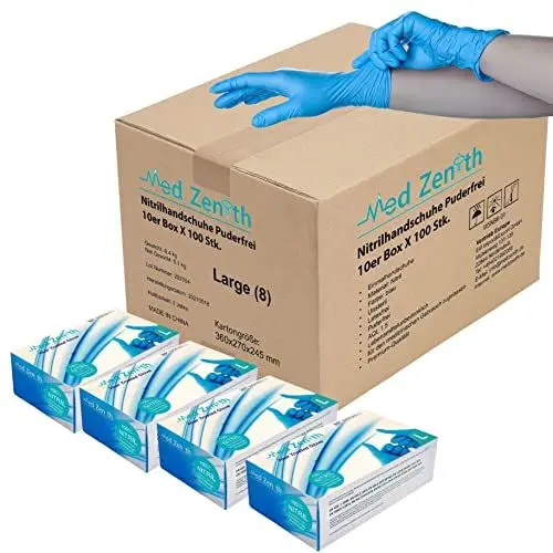 Produktbild: Genel Einweghandschuhe - Einmalhandschuhe L Nitril einweg medizinische Handschuhe puderfrei latexfrei Nitrilhandschuhe Gummihandschuhe 1000 Stück in Spender-Box (L, 1000)
