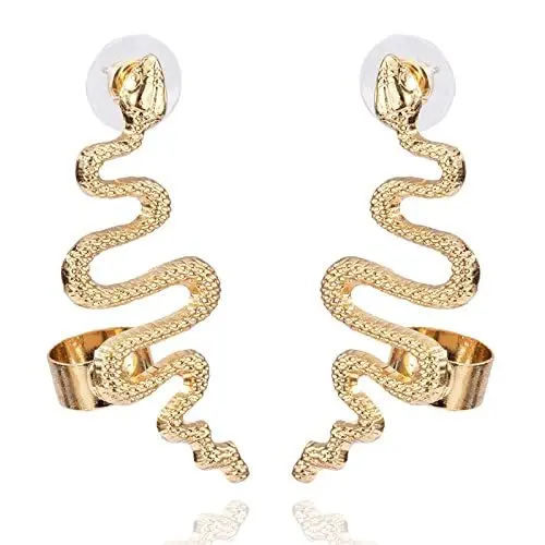 Produktbild: Generic 2Pcs Schlange Stud Ohrringe Gebogene Schlange Geformt Schmuck Schlange Ohrringe Gothic Frau Ohr- Stud Geschenk Legierung Ohr Schmuck für Frauen Mädchen Goldene