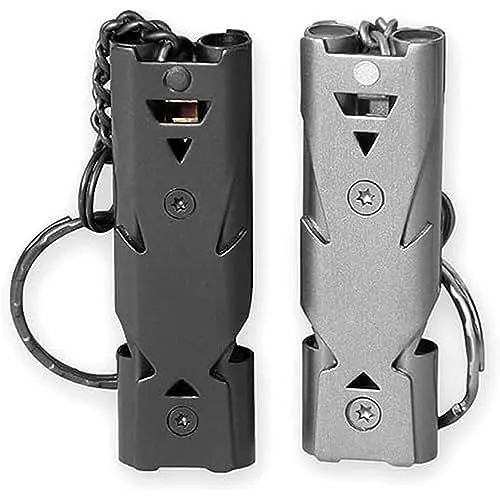 Produktbild: Generic 2 2 Stück Signalpfeife, 150dB Edelstahl High Decibel Whistle mit Schlüsselanhänger für Berg Überleben Notfall Sportunterricht Outdoor Camping Angeln Wandern Jagen
