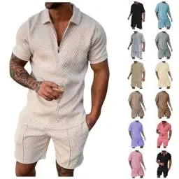 Produktbild: Generic Angebote des Tages Heute Damen Tracksuit Herren Mit Kordelzug Sommer Outfit Herren 2 Teiler Street Strand 2 Teiler Herren Sommer Overshirt Trainingsanzug Herren Sommer(2-Beige,L)