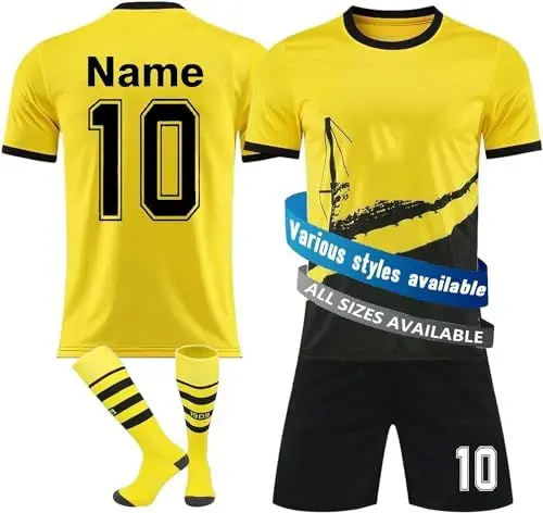 Produktbild: Generic BVB Personalisiertes Trikot für Kinder Fußball Trikot mit Namen Nummer Team und Logo Trainingsanzug Fussball Trikot 3 Teiliger Satz Erwachsene/Kinder Fussball Anzug A99 XX-Large