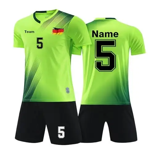 Produktbild: Generic Fußball Trikot für Kinder Erwachsener Personalisiertes mit Namen Nummer Team und Logo Football Jersey Fußballtrikots Fussball Trainingsanzug Sportshirt Herren/Junge 6 Large