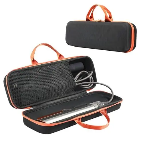 Produktbild: Reise-Hartschalenetui kompatibel mit Dyson Airstrait Haartrockner, Haarglätter und Zubehör, tragbare Schutzhülle, Schwarz und Orange, 17.3 * 5.3 * 3.5 inch, Schützend und tragbar