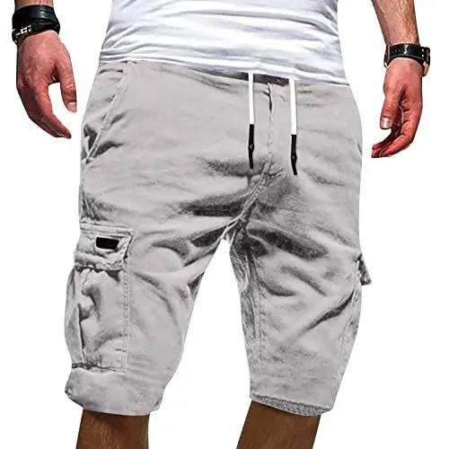 Produktbild: Generic Kurze Sommerhose Herren Hosen Bermuda Hose Männer Freizeithose Tauchshorts Stoffhose Trainings Jogginghose Winter Arbeitshose (Marine, 5XL) (Weiß, 3XL), NSYWBZBshorts44714