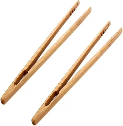 Produktbild: Generic PULABO 2 x Bambuszange, Küchenzange aus Bambus, Servierzange, Grillzange, Salatbesteck, Buffetzange, Holzzange, Essenszange, Holzzange, Kochzange aus natürlichem Bambus (B) tragbar