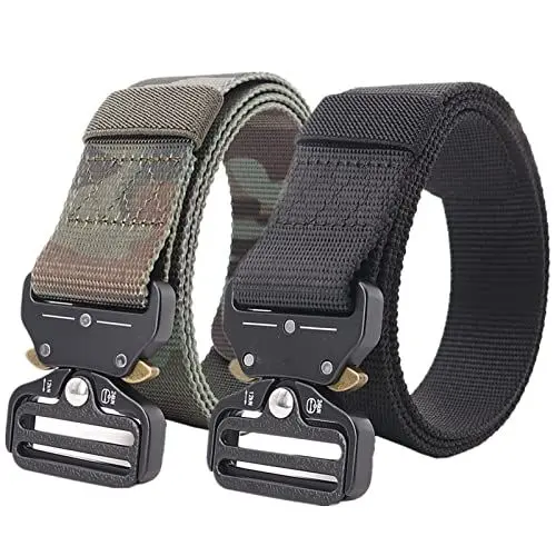 Produktbild: Taktischer Gürtel, Strapazierfähiger Nylon gürtel für Männer, Militär gürtel mit Schnellverschluss Metallschnalle für Jagdtraining Armee Laufen, 2 er