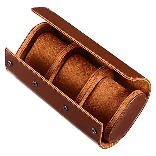 Produktbild: Generic Uhrenbox Aus Leder, 1 StüCk, 3 SteckpläTze, Tragbare Leder-Uhrenbox, Runde Uhrenbox, Elastische Pu-Uhrenbox, Vintage-Uhrenbox