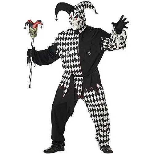 Produktbild: Generique - Böser Clown-Kostüm für Herren Harlekin Halloween-Kostüm schwarz-weiss - XXL