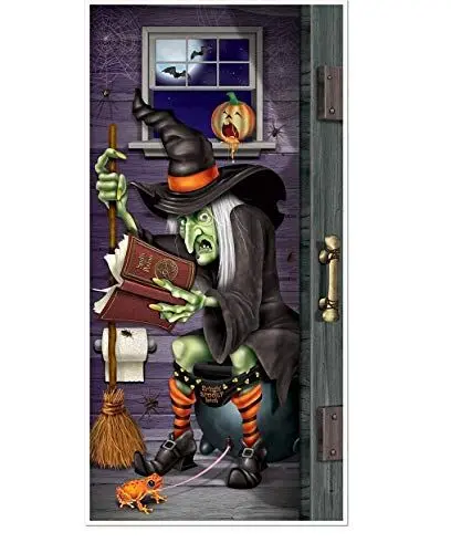 Produktbild: Generique - Fiese Hexe WC Tür-Poster Halloween Party-Deko bunt 76x152cm