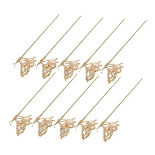 Produktbild: Generisch 10st Schmetterlings-haarnadel Haarstäbe Für Frauen Schmetterlingshaarspangen Dekorative Haarnadeln Für Frauen Haarstäbchen Für Brötchen Haarschmuck Für Die Hochzeit Golden Metall