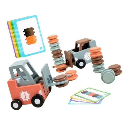 Produktbild: Generisch 1 Satz Hölzernes Gabelstaplerspiel Baufahrzeug Autospielzeug Lustiges Baufahrzeug Kleines Gabelstaplerspielzeug Cartoon-BAU-Gabelstapler-Modell Bauwagenmodell