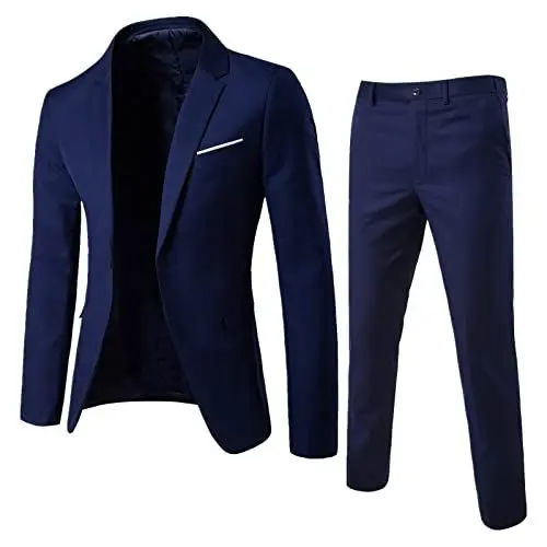 Produktbild: Herren Slim Fit 3 Teilig Anzüge Herrenanzug Sakko Regular Fit Anzüge für Hochzeit Business(Marine,L)