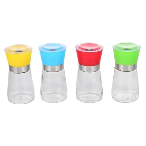 Produktbild: Generisch 4 Stück Handschleifer Gadgets Ratsche Profi rosa Mühle Schleifmaschinen tragbar kaffeesatzbehälter coffee container gewürz behältnis werkzeug Pfeffermühle Manueller Pfeffer Plastik