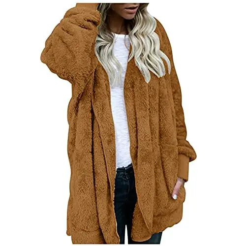 Produktbild: Generisch Travel Must Haves, Damen Lange Jacke Winter Sale, Outdoor Jacken Für Damen Winter Mit Taschenplüse Warm Mittleren Länge Zweiseitige Jacke Hemden Damen, Strickjacken Damen Sale