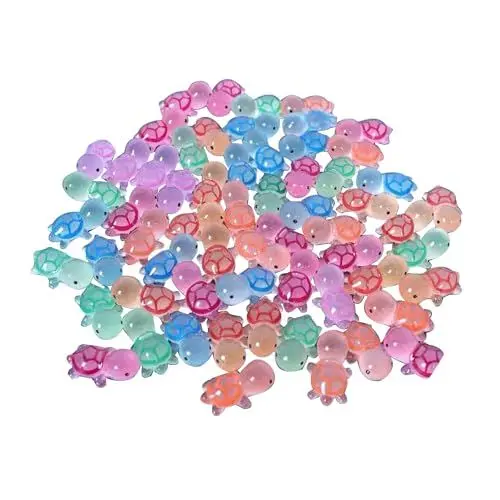 Produktbild: Generisch 60PCS Mini leuchtende Schildkröten Harz Mini Harz Figuren leuchten im Dunkeln Bunte Miniatur Figuren für Garten Dekoration DIY Mikro Landschafts szenen Heim Dekoration