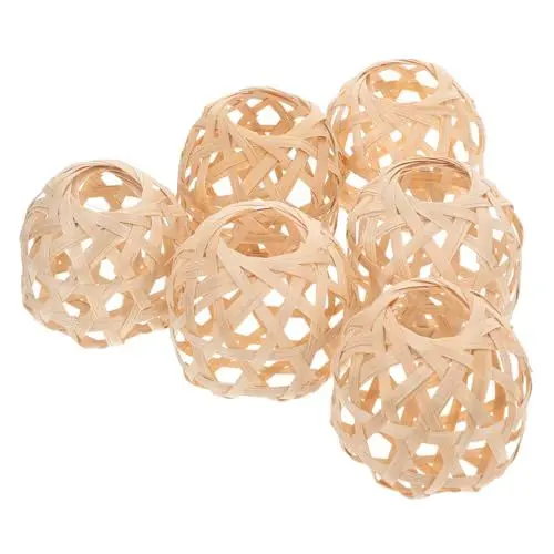 Produktbild: Generisch 6St Bambuslaterne wohnaccessoires wohnzimmerbeleuchtung Mini-Laternen Wohnraumbeleuchtung Lampenabdeckungen Geflochtener Kugel-Lichtschirm Geflochtener Mini-Lampenschirm Beige