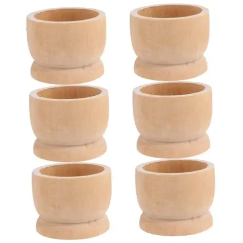 Produktbild: Generisch 6St Eierschale aus Holz ostern für bastelzeug für osterngeschenk osterpräsente für geldgeschenke ostern Korb golden Holzbecher Halter für unfertige Eier selber machen