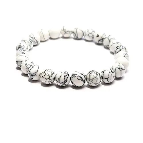 Produktbild: Generisch 8MM Rosenquarz,Tigerauge,Türkis,Onyx,Yoga Holzperle,Lava,Howlite Naturstein Armband Heilsteine Armband Damen Perlen Armband Armbänder Perlen Modeschmuck Für Frauen,Mädchen,Herren (Howlite)