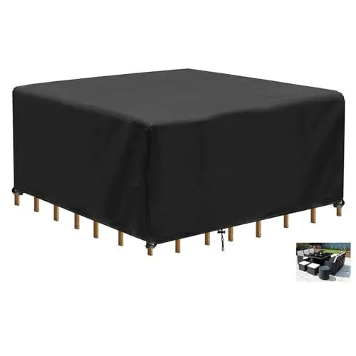 Produktbild: Generisch Abdeckplane Wasserdicht Gartenmöbel Schutzhülle Gartenmöbel Abdeckplane Gartenmöbel Abdeckung Winterfeste Plane Schutzhülle für Möbelsets Balkonmöbel Lounge Abdeckung 140 x 140 x 85 cm (L x