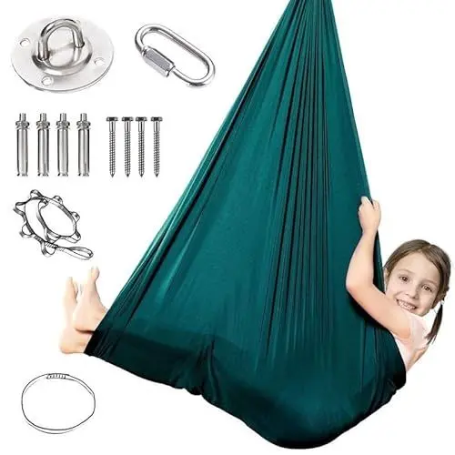 Produktbild: Generisch Aerial Yogatuch - Therapieschaukel Kinder für Autismus Psychischen Stress Abbauen - Hängesessel Kinder - Komplettes Paket Hängehöhle - Vertikaltuch Kinder