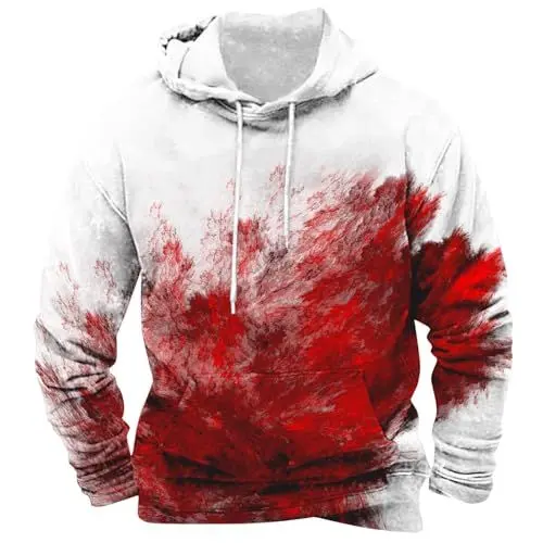 Produktbild: Generisch Todays Deals, Halloween Hoodie Herren Kapuzenpullover Bloody Stained Bedrucktes Halloween Kostüm Horror Sweatshirt Blutspritzer Muster Oberteile, bügeleisen Black Friday