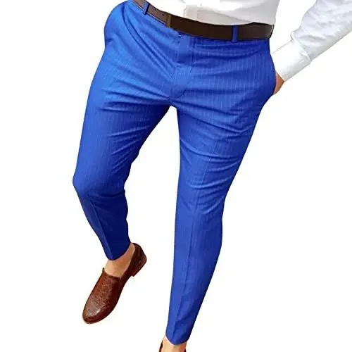 Produktbild: Generisch Herren Chino Hose kariert Stretch Anzughose mit Bundfalte Herren Schlafanzughose Men lang grau Herrenhosen lang Stretch elegant Sommer Anzughose Herren Regular fit 28