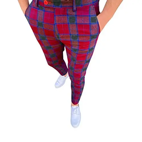 Produktbild: Generisch Anzughose mit Bundfalte Herren rote Hose Herren Chino Herren Chino Hose Slim fit Herren Schlafanzughose lang rot Gym Hose Herren kurz Dicker Stoff Chino Hose Herren Stretch 40/32