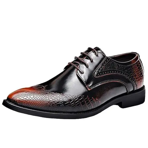 Produktbild: Generisch Anzugschuhe Herren Lederschuhe Business Klassischer Schnürschuhe Glattleder Derby Hochzeit Brogue Schuhe Anzugschuhe Trachtenschuhe