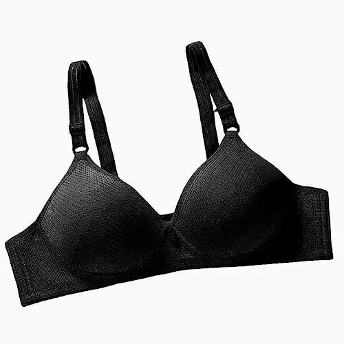Produktbild: Generisch BH Damen ohne Buegel Baumwolle Bequemer BH Push Up Soft BH Trägerverstellbarer Softschalen BH Atmungsaktiver Klassischer T Shirt BH Wohlfühl Bustiers Top Outlet Angebote Schwarz XL