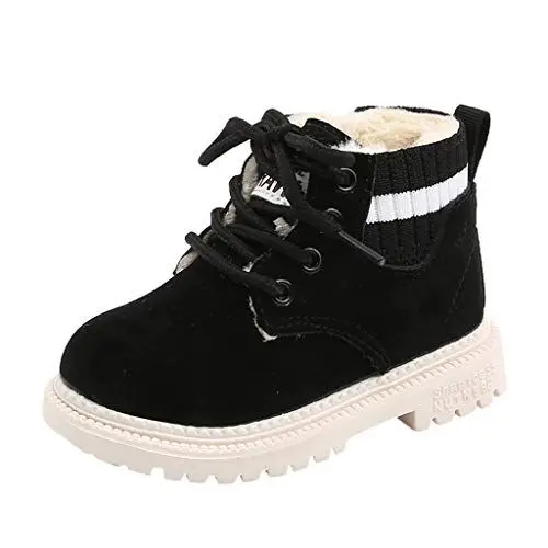 Produktbild: Generisch Baby Sneakers für Kleinkinder warme Knöchelstiefel mit Spitze Bequeme Schuhe für Jungen Mädchen weiche Sohle ideal für erste Schritte (Black, 25 Toddler)