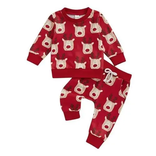 Produktbild: Generisch Baby Unisex Weihnachten Jumpsuit Lebkuchen Weihnachtsmann Stickerei Jumpsuit Langarm Rundhals Weihnachtsmotive Druck Strampler Baby Jungen Mädchen Weihnachten Overalls