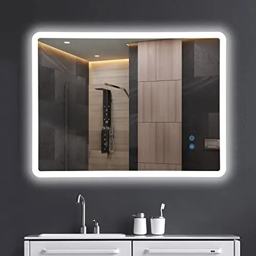 Produktbild: Generisch Badspiegel mit Beleuchtung 80x60cm, Badezimmerspiegel Wandspiegel und Touch-Schalter, IP65-Led-Spiegel-Bad mit Speicherfunktion, 3 Farbtemperatur,Horizontal/Vertikal, HD Hartglas