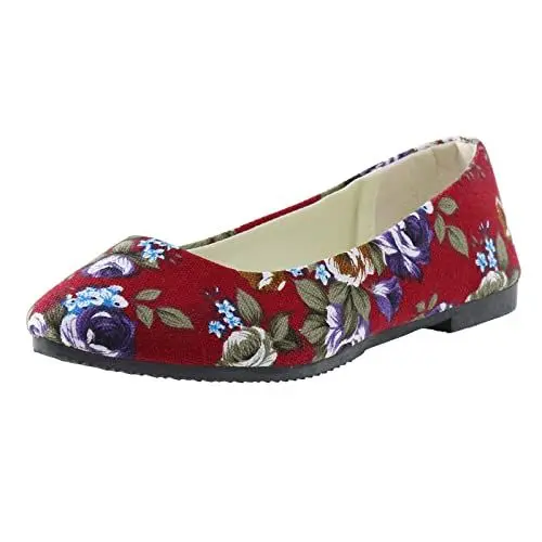Produktbild: Generisch Ballerina Damen Damen Ballerinas Bequem Damen rosa Farbe flach Damen Sneaker Barfuss Schuhe Damen Sneaker Damen (Red, 42)