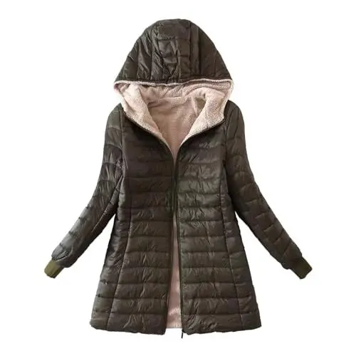Produktbild: Warehouse Deal Parka Damen Übergangsjacke Schwarz Lange Daunenjacke Für Damen Übergröße Daunenjacke Baumwolljacke Leichte Daunenjacke Mit Kapuze Winterjacke Leichter Pullover Damen Damen Mode Sale