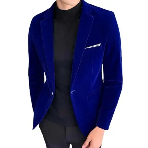 Produktbild: Generisch Blazer Herren Sakko Freizeitjacke Business Outfit Männer Einfarbig Jackett Klassische Anzug Herrenanzug Herrenjacke Sportlich Anzüge Freizeit Suit Anzugjacken Hochzeitsanzug Blau