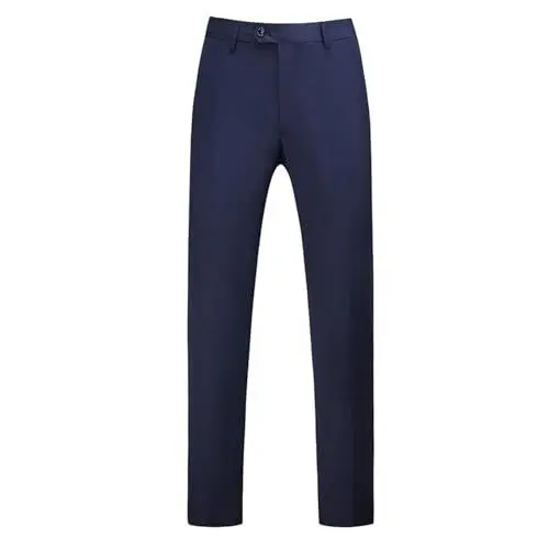 Produktbild: Generisch Business Casual Reißverschlusstaschen Leichte, dünne, große Hundert einfarbige Herrenanzughosen Herren Hose Mit Schräger Knopfleiste (Navy, M)