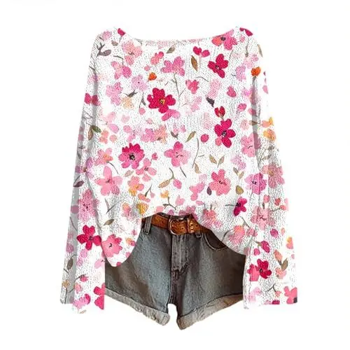 Produktbild: Generisch Cardigan Damen Wolljacke Weihnachtspullover Zopfpullover Aesthetic Clothes Pullover, U-Boot-Ausschnitt Pulli Strick Rosa S