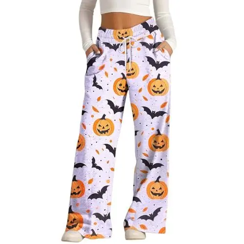 Produktbild: Generisch Cargohose Damen, Palazzo Hose Damen, Jogginghose Halloween Hose Baggy Kostüm Sporthose Lang Trainingshose Yogahose Lockere Bequem Sweatpants Weites Bein Freizeithose Laufhose Sweathose