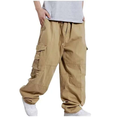 Produktbild: Generisch Cargohose Herren Baumwolle Taktische Hose Mit Vielen Taschen Gerade Hosen Weit Elastische Und Bequeme Hose Mit Hoher Taille Lockere Freizeithose Wanderhose Herbst