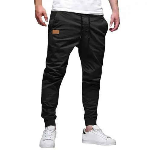 Produktbild: Generisch Chino Hose Herren Cargohose Freizeithose Herren Jogginghose Herren Baumwolle Sporthose Trainingshose Elastische Taille mit Kordelzug Casual Sweatpants mit Taschen