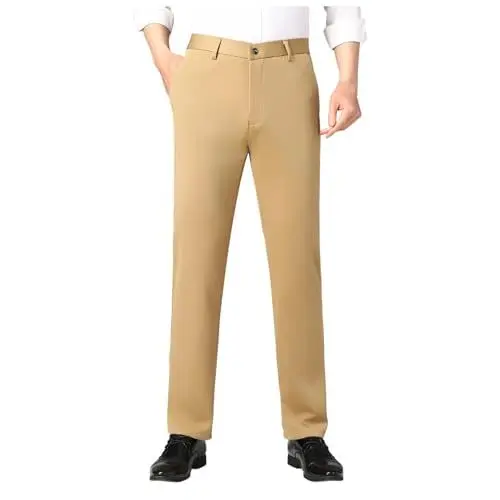 Produktbild: Generisch Chino Hose Herren Stretch übergröße Chino Hose männer Slim fit Stretch Anzughose männer Slim fit grau Anzughose Herren mit Bundfalte und Umschlag Chino Hose Herren Slim fit schwarz