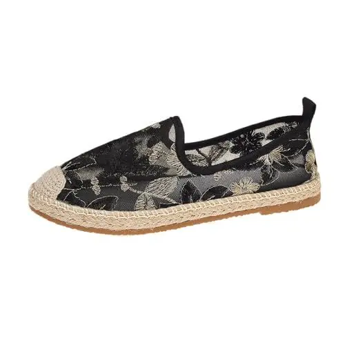 Produktbild: Generisch Chunky Loafers Damen Schwarz Mokassin Damen Blau Sneakers Mesh Bequeme Freizeitschuhe Damen bestickte Freizeitschuhe Schuhe Damen Frühling Loafer Damen Schwarz 42 (Black, 41)