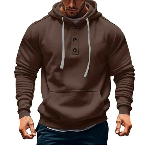 Produktbild: Generisch College Jacke Herren Männer Pullover Hoodie Sweatjacke Kapuzenpullover mit Reißverschluss Schwarz Kapuze Sweater Zipper Braun S
