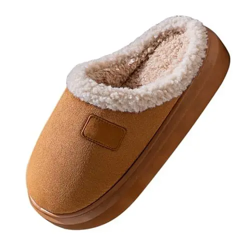 Produktbild: Hausschuhe Geschlossen Herren Hausstiefel Damen Damen Frühling und Winter Plus Samt Warme Baumwollschuhe Für Zuhause Mit Dicker Sohle Und Weicher Sohle Hausschuhe GäSte Set Hausschuhe (Brown, 40)