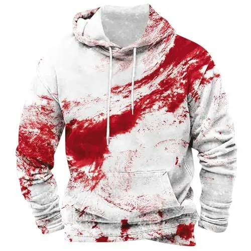 Produktbild: Generisch blitzangebote, Halloween Hoodie Herren Kapuzenpullover Bloody Stained Bedrucktes Halloween Kostüm Horror Sweatshirt Blutspritzer Muster Oberteile, Black Friday Angebote 2024