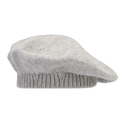 Produktbild: Generisch Damen Baskenmützen Damen-Mütze aus einfarbiger gestrickter Wolle, warme Baskenmütze, lässiger Farbton, und Wintermütze Skifahrer (Grey, M)