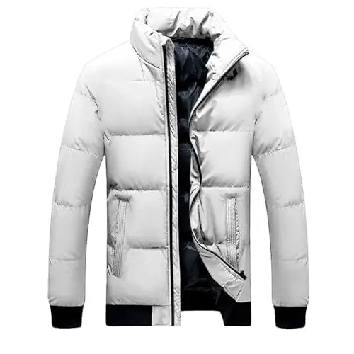 Produktbild: Generisch Damen Daunenjacke mit Stehkragen Lässige Baumwolle Dicke warme Jacke Leichte Damenbekleidung Atmungsaktive Winterjacke Damen (White, L)